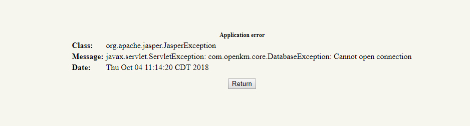 OpenKM 登录页数据库错误