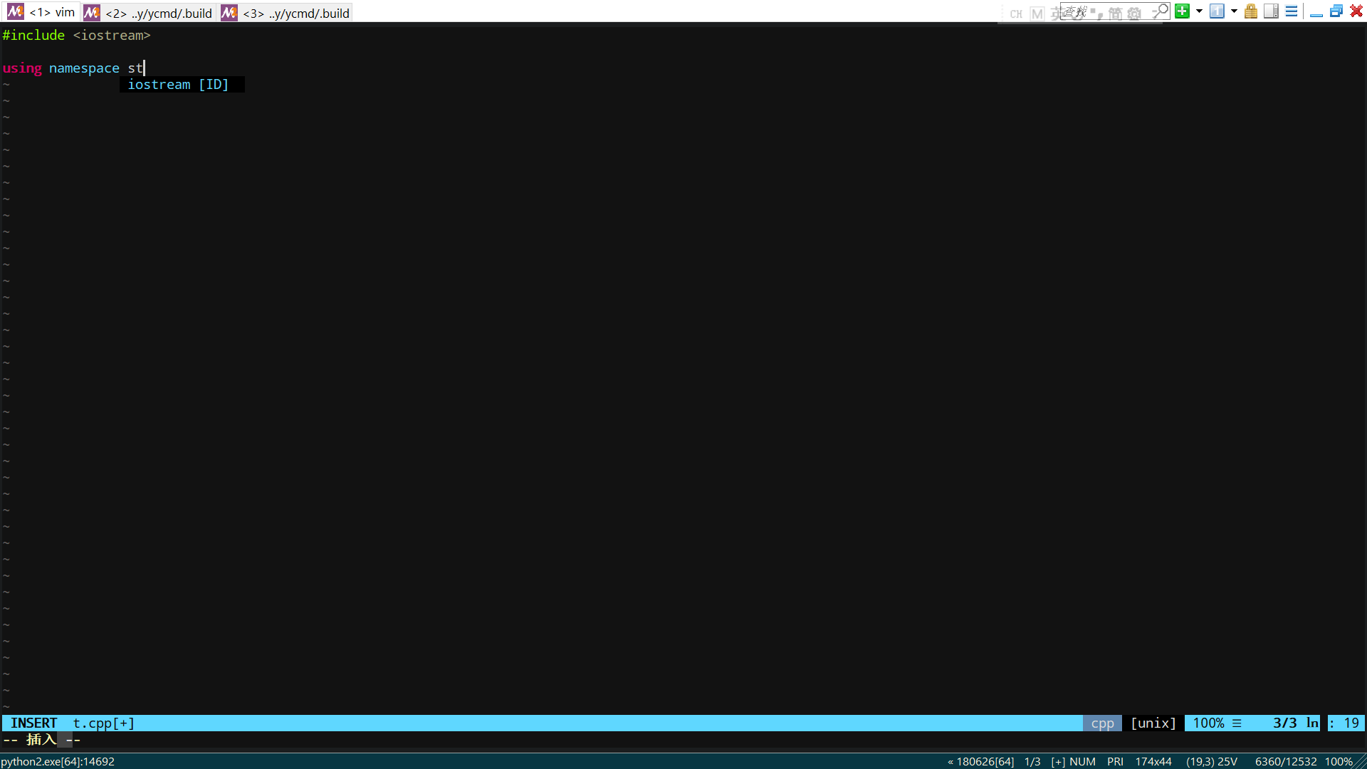 msys vim demo